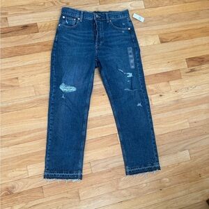 GAP Women's Dark Blue Distressed Ankle Jeans